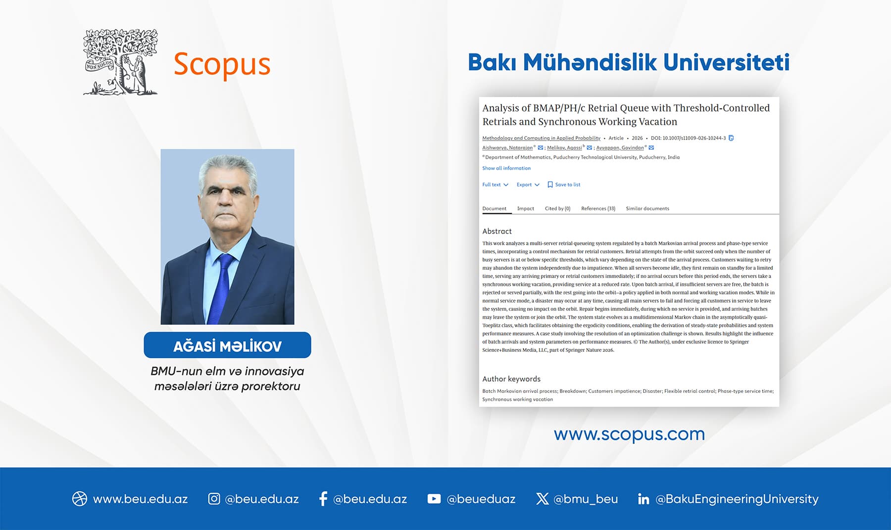 BMU professorunun məqaləsi Q1 kateqoriyalı jurnalda dərc olunub