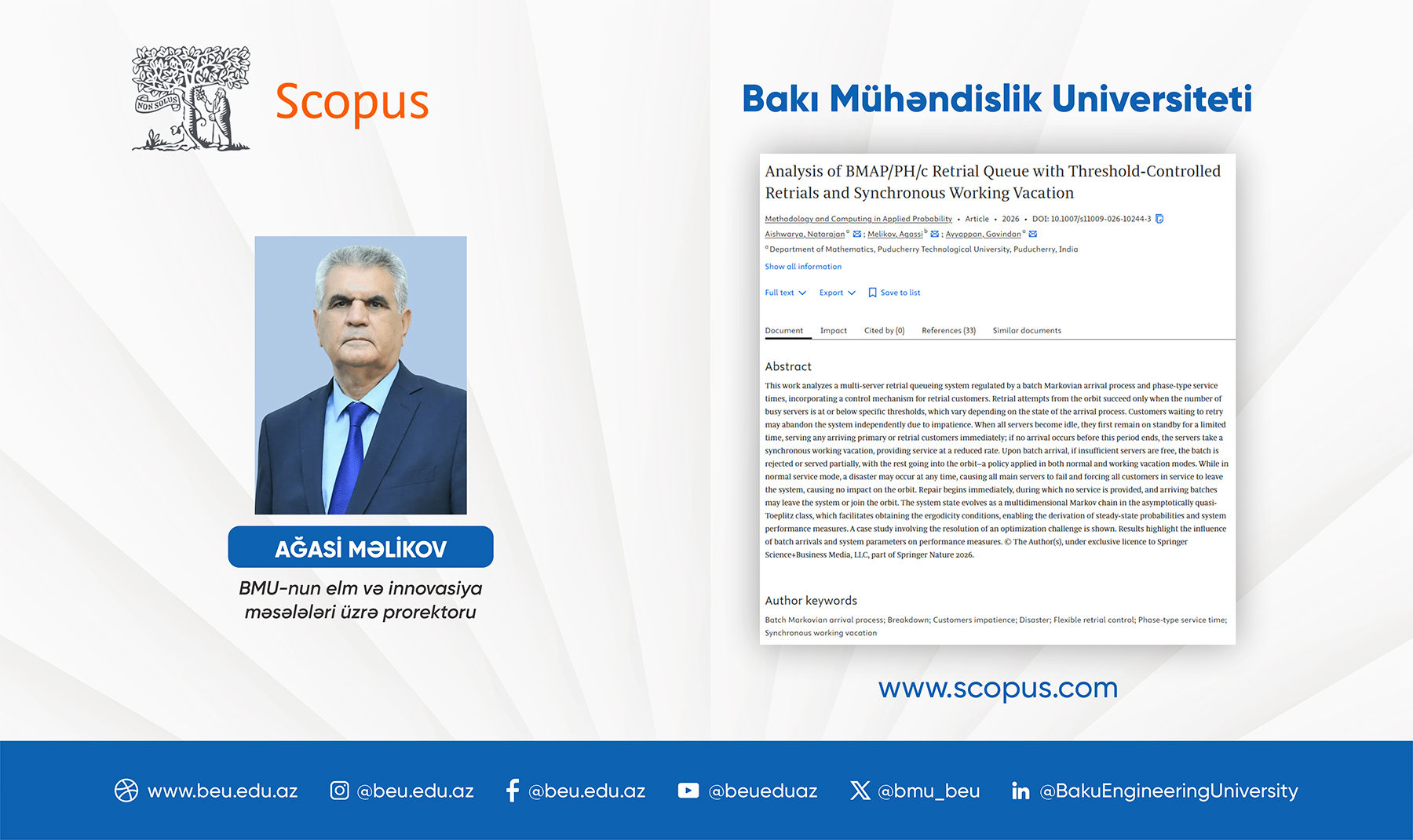 BMU professorunun məqaləsi Q1 kateqoriyalı jurnalda dərc olunub