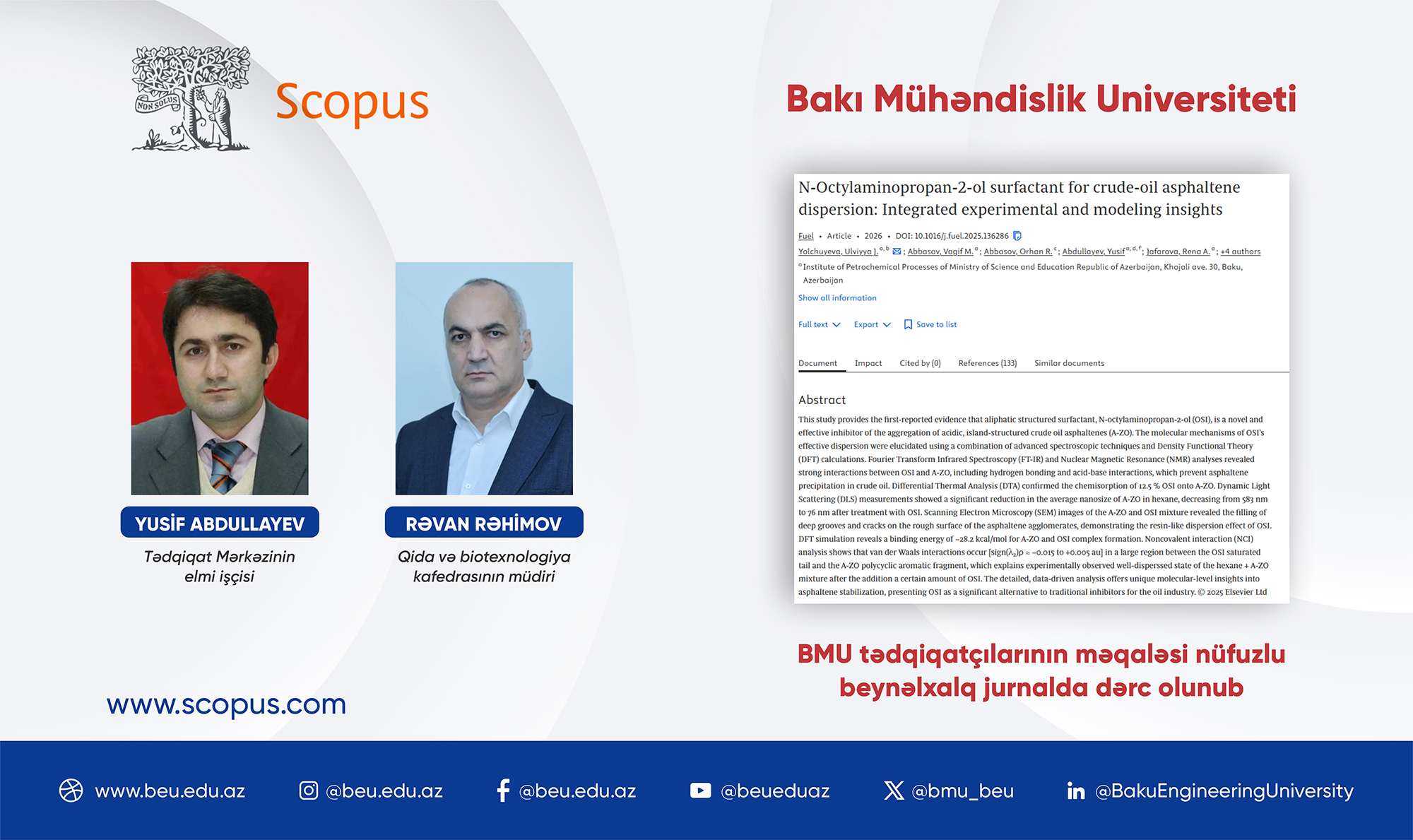 BMU alimlərinin məqaləsi Q1 kateqoriyalı beynəlxalq jurnalda