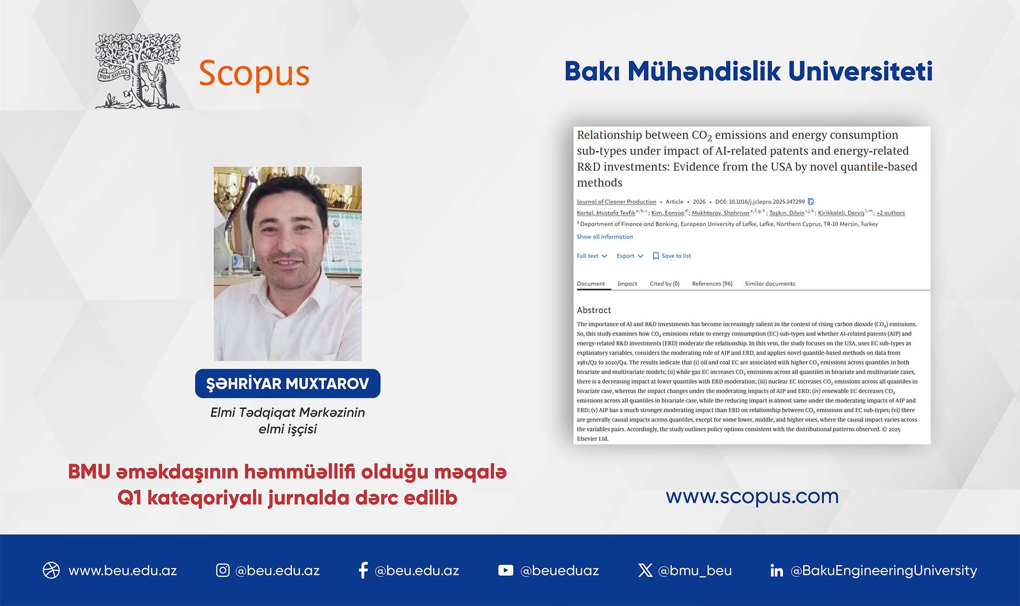BMU əməkdaşının elmi araşdırması Q1 kateqoriyalı jurnalda