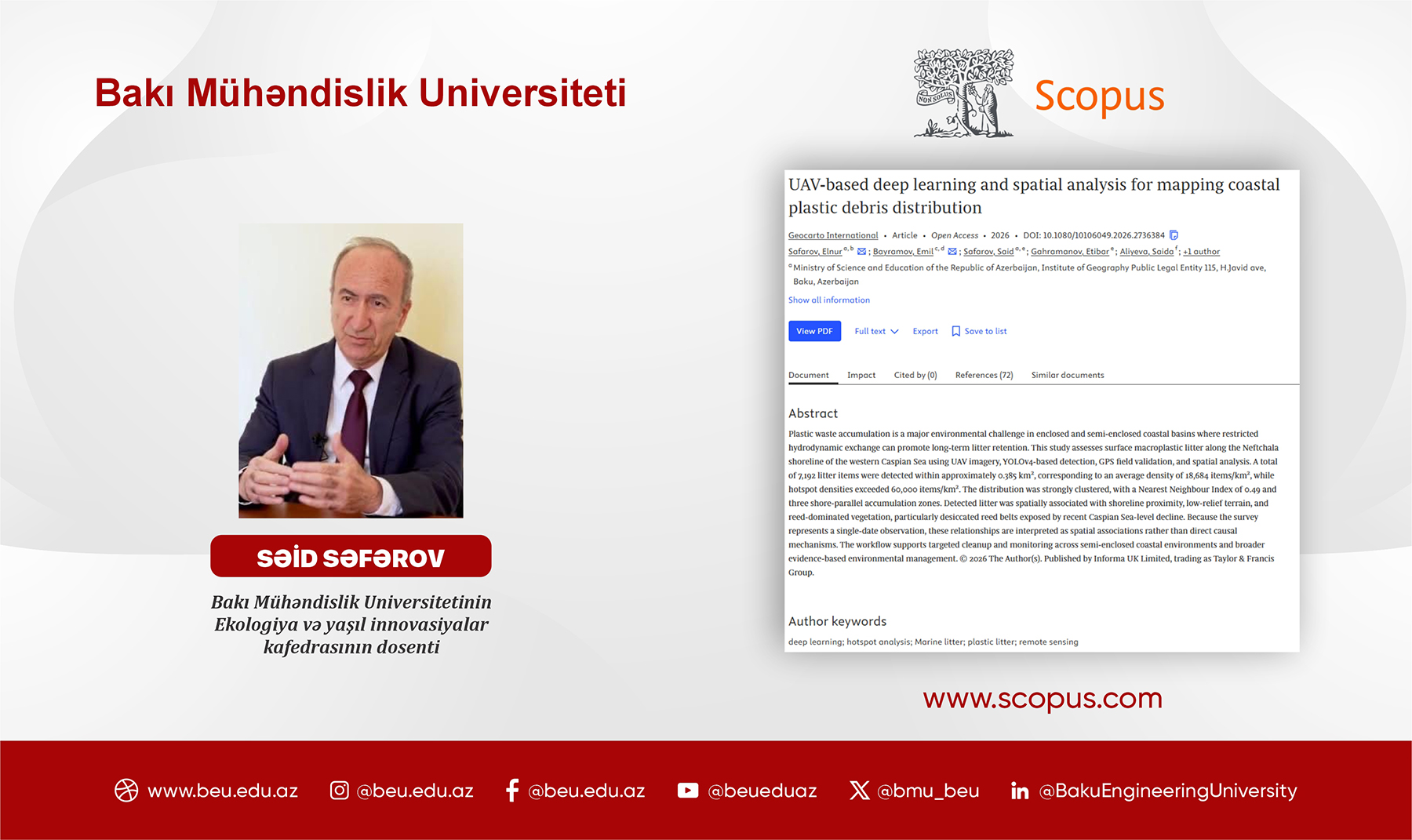 BEU Scientist Presents New Approach to Mapping Plastic Pollution in the Caspian