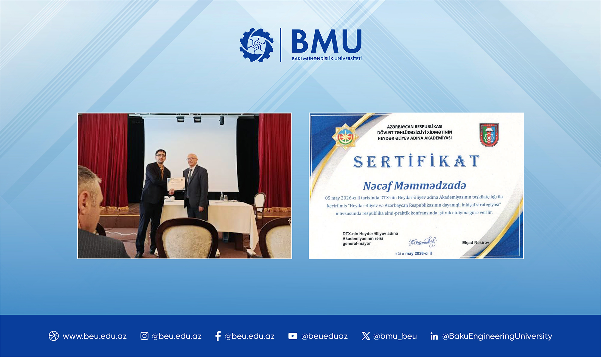 BMU-nun müəllimi DTX-nin Akademiyasında keçirilən konfransda çıxış edib