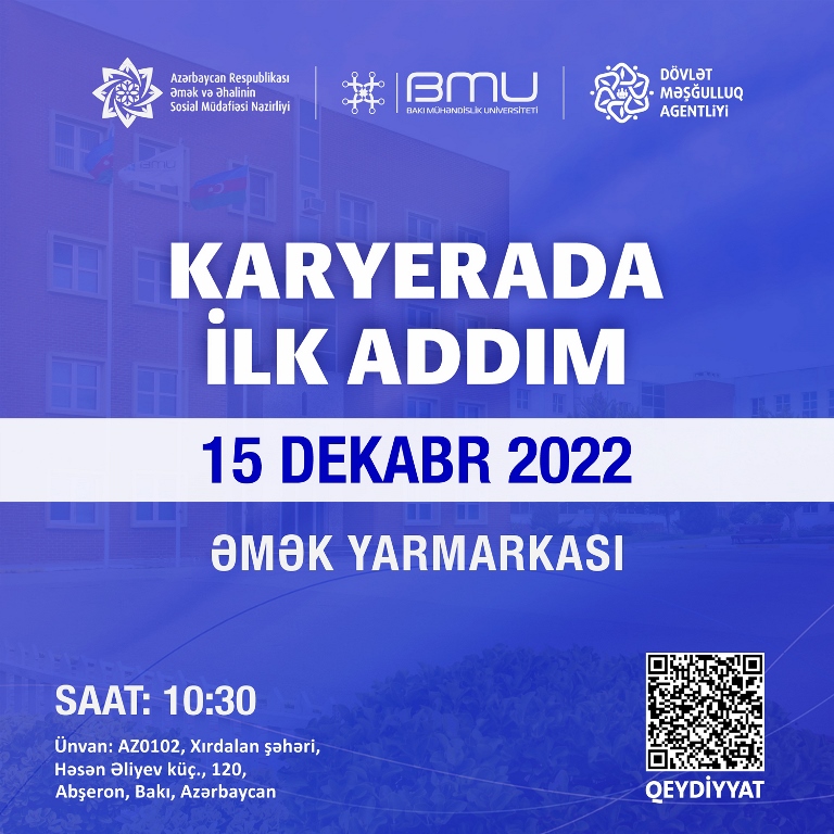 BMU və Dövlət Məşğulluq Agentliyinin birgə təşkilatçılığı ilə “Karyerada ilk addım” adı altında əmək yarmarkası keçiriləcək