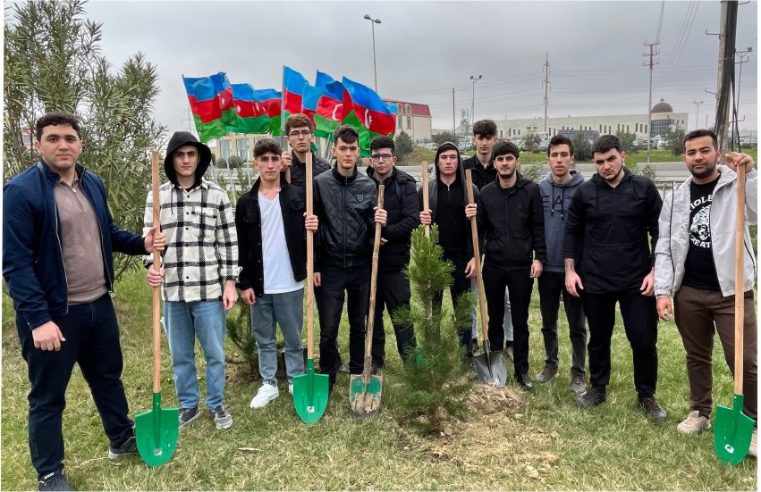 BMU tələbələri Ümummilli Liderin 100 illik yubileyi münasibətilə Abşeron rayonunda keçirilən ağacəkmə aksiyasında iştirak ediblər