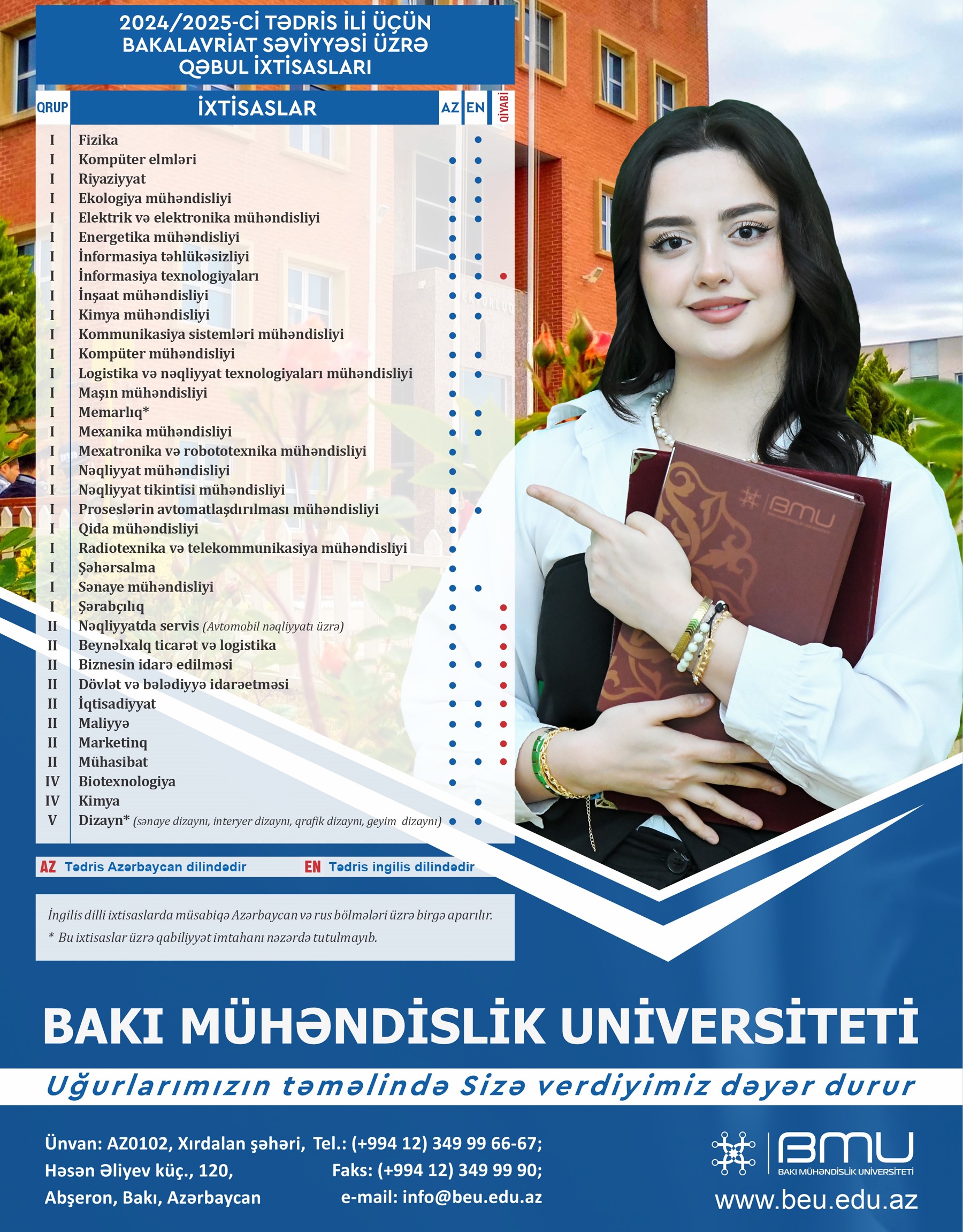 BMU-nun bakalavriat səviyyəsinə 36 ixtisas üzrə qəbul aparılır