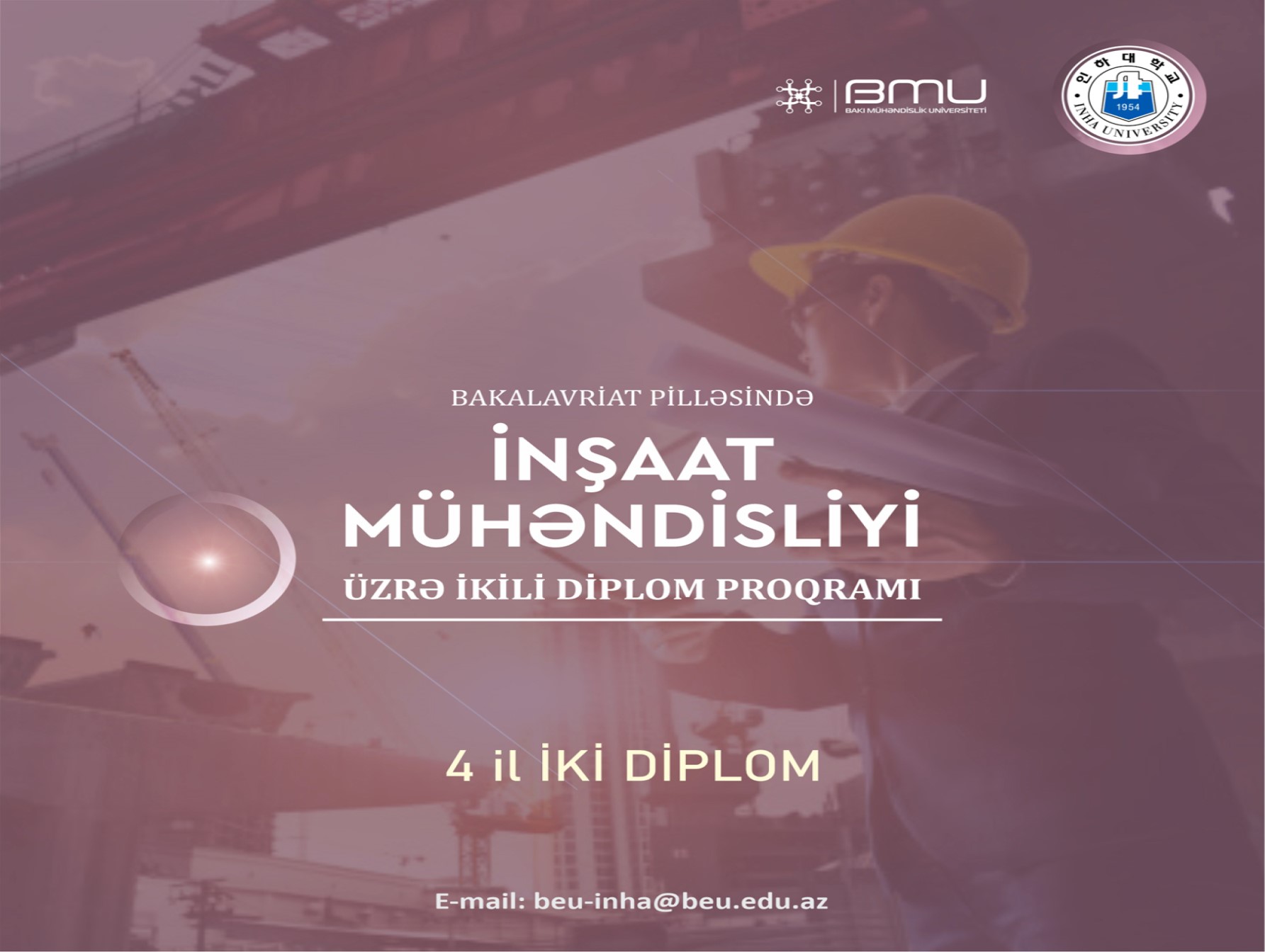 BMU-İnha ikili diplom proqramında İnşaat mühəndisliyi ixtisası üzrə qəbul həyata keçirilir